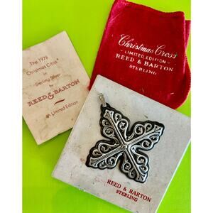 Reed & Barton Vintage Sterling Silver Christmas Cross Holiday Ornament 1978